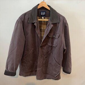 Vintage 90's GAP Mens Brown Cotton Jacket With Plaid Flannel‎ Lining-  Sz. M